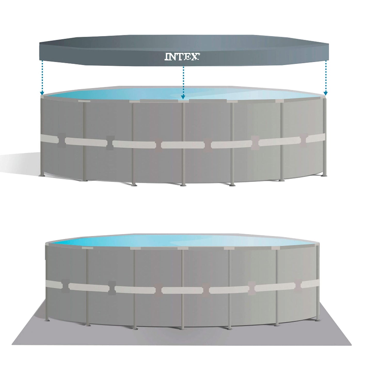 Intex Ultra Rondo XTR Frame Pool Set Ø 549 x 132 cm - Sandfilteranlage, Abdeckplane, Bodenschutzplane, Sicherheitsleiter, GS, Blau