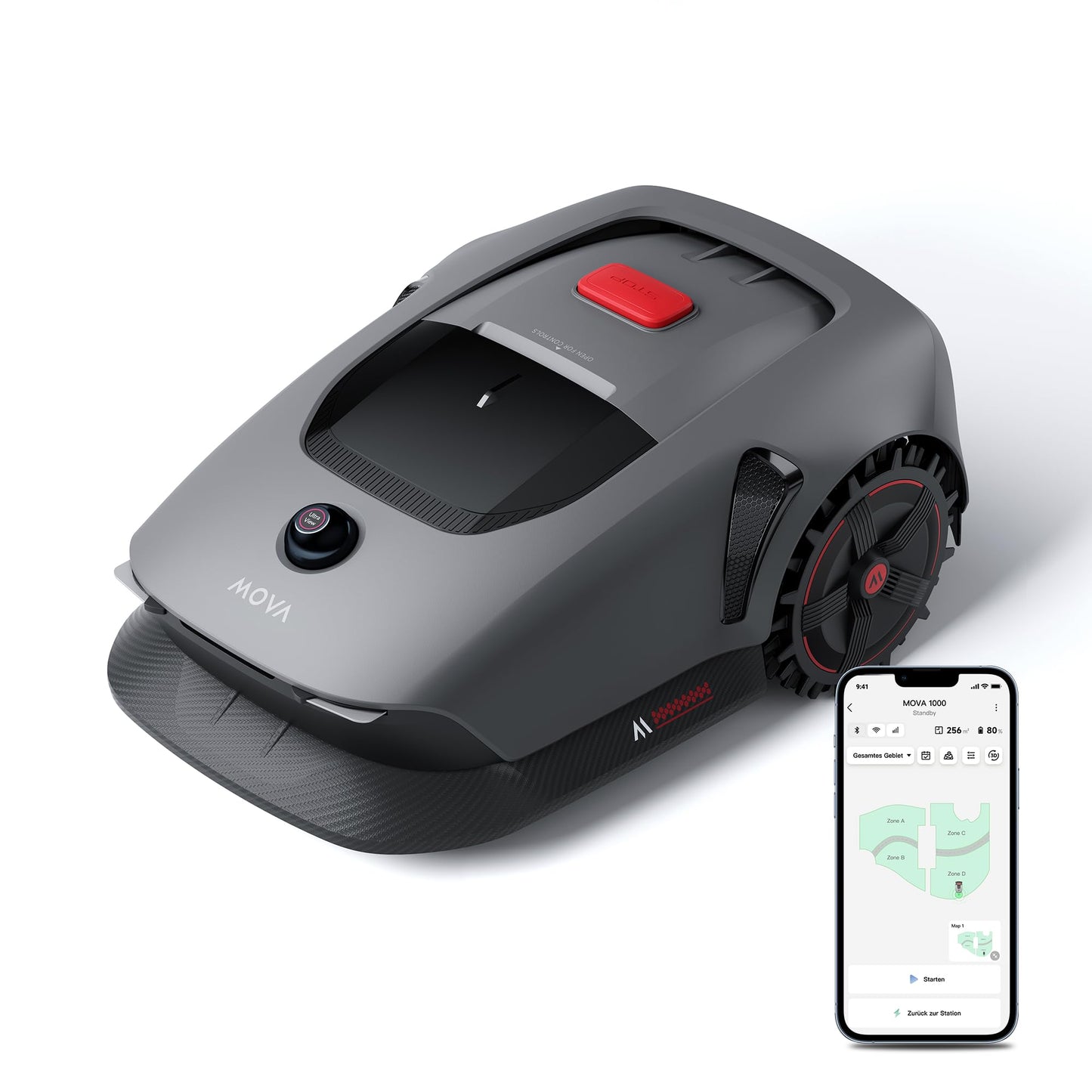 MOVA 1000 - Mähroboter ohne Begrenzungskabel, 3D-LiDAR kabellose Einrichtung bis 1.000m², smarte Hindernisvermeidung, verbesserte Geländeräder
