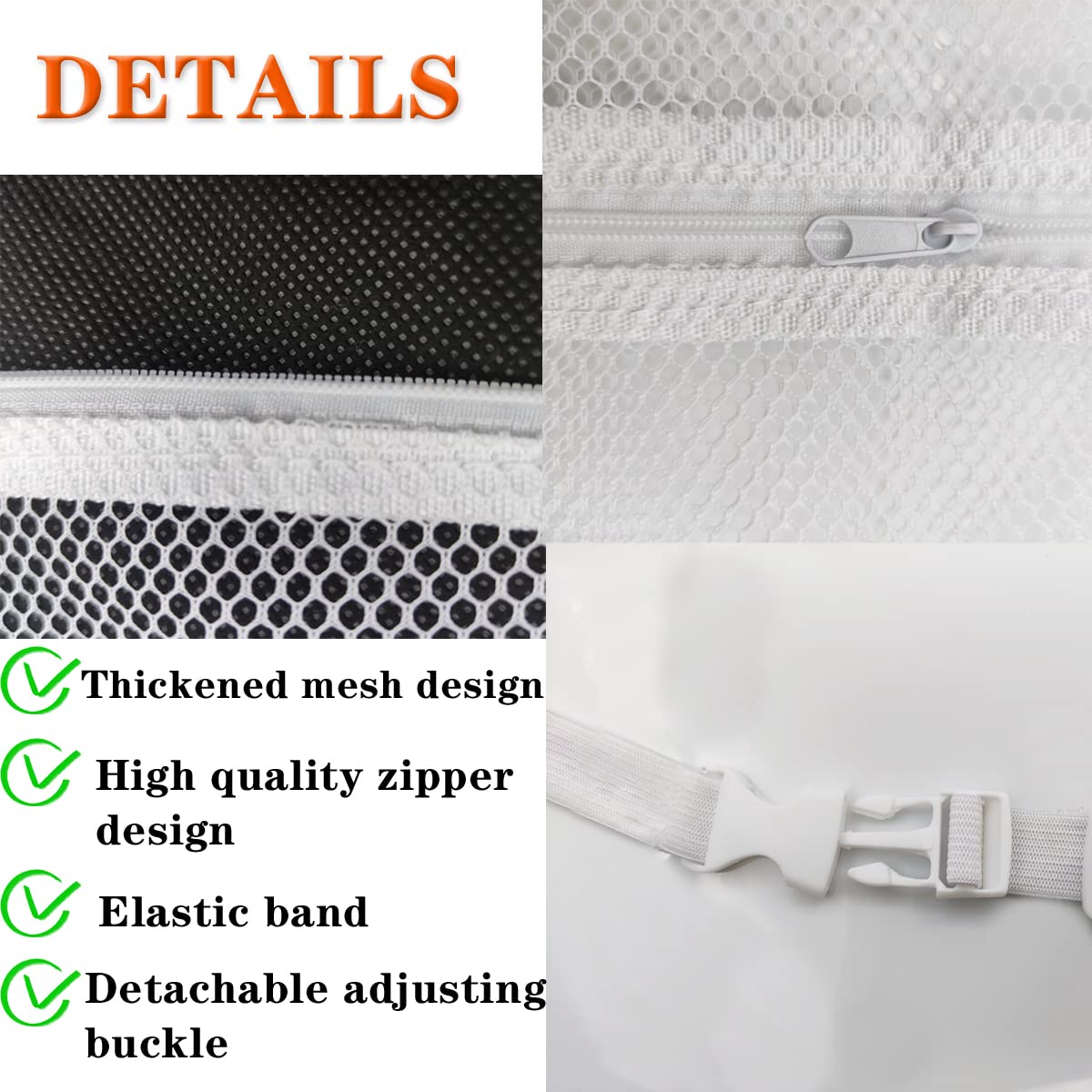 Jonnick strapazierfähige Sneaker-Netzbeutel, verstellbares Gummiband für die meisten Trocknermaschinen, einfache Montage, ca. 40 x 40 cm, 2er-Pack
