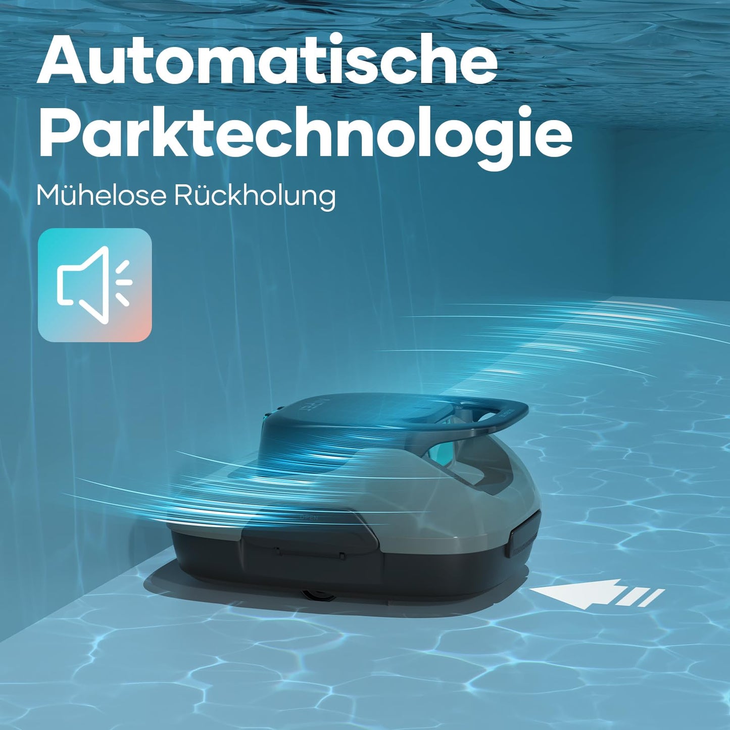 AIPER Poolroboter kabellos - 90 Min. Akku-Reinigungszeit, automatische Reinigung mit Selbsteinparkfunktion, kompakt & leicht, für flachen Boden