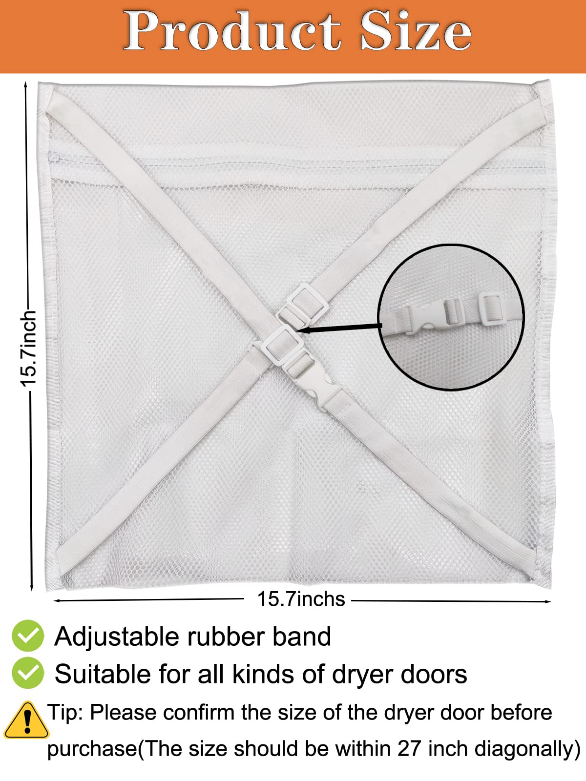 Jonnick strapazierfähige Sneaker-Netzbeutel, verstellbares Gummiband für die meisten Trocknermaschinen, einfache Montage, ca. 40 x 40 cm, 2er-Pack