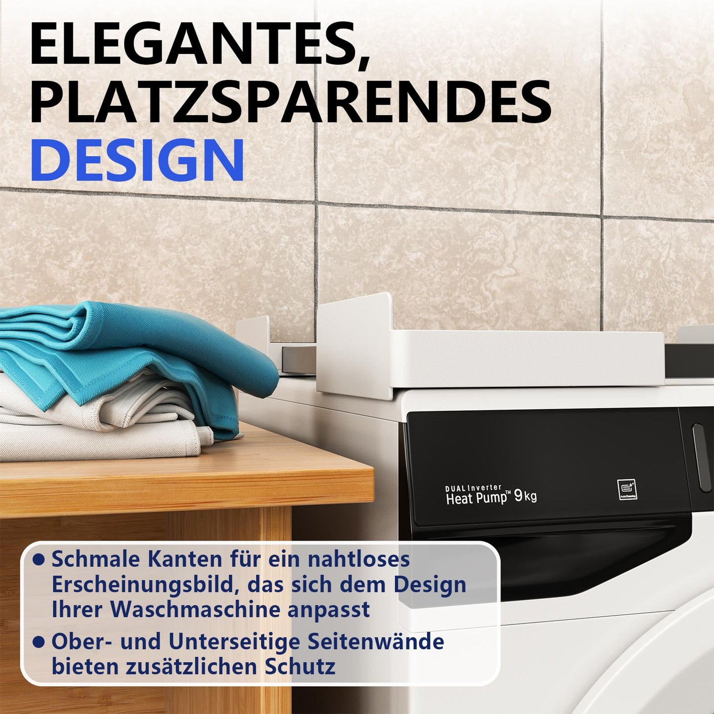 JHCHU Universal-Stapelset für Waschmaschine und Trockner – Verstellbarer Zwischenbaurahmen 45–68 cm, Ideal für Waschmaschinen-Trockner-Verbindung