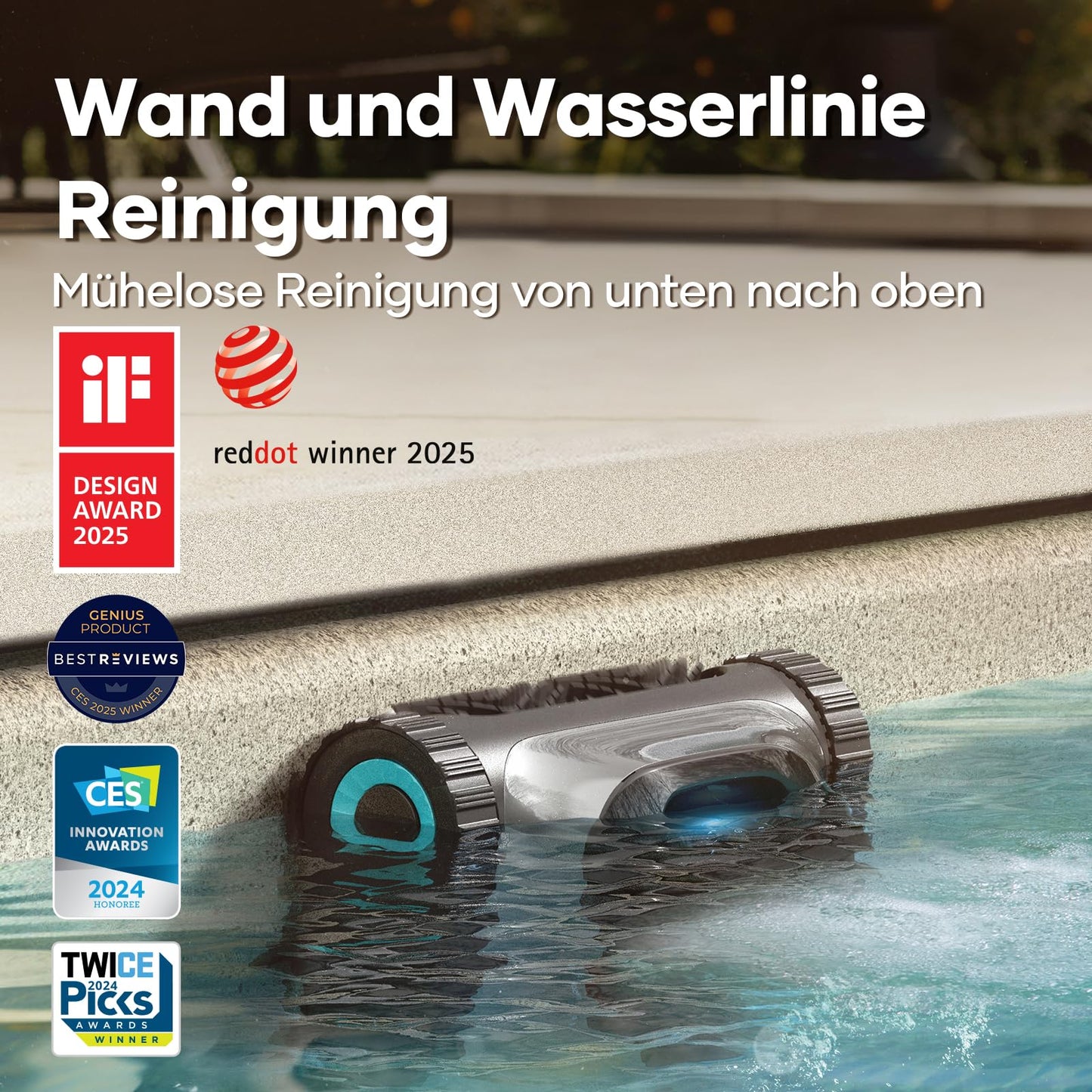 AIPER Scuba S1 - Poolroboter Boden/Wand kabellos, Wandklettern, intelligente Navigation 2.0, 150 Min. Akku, für Einbaupools bis 150m²
