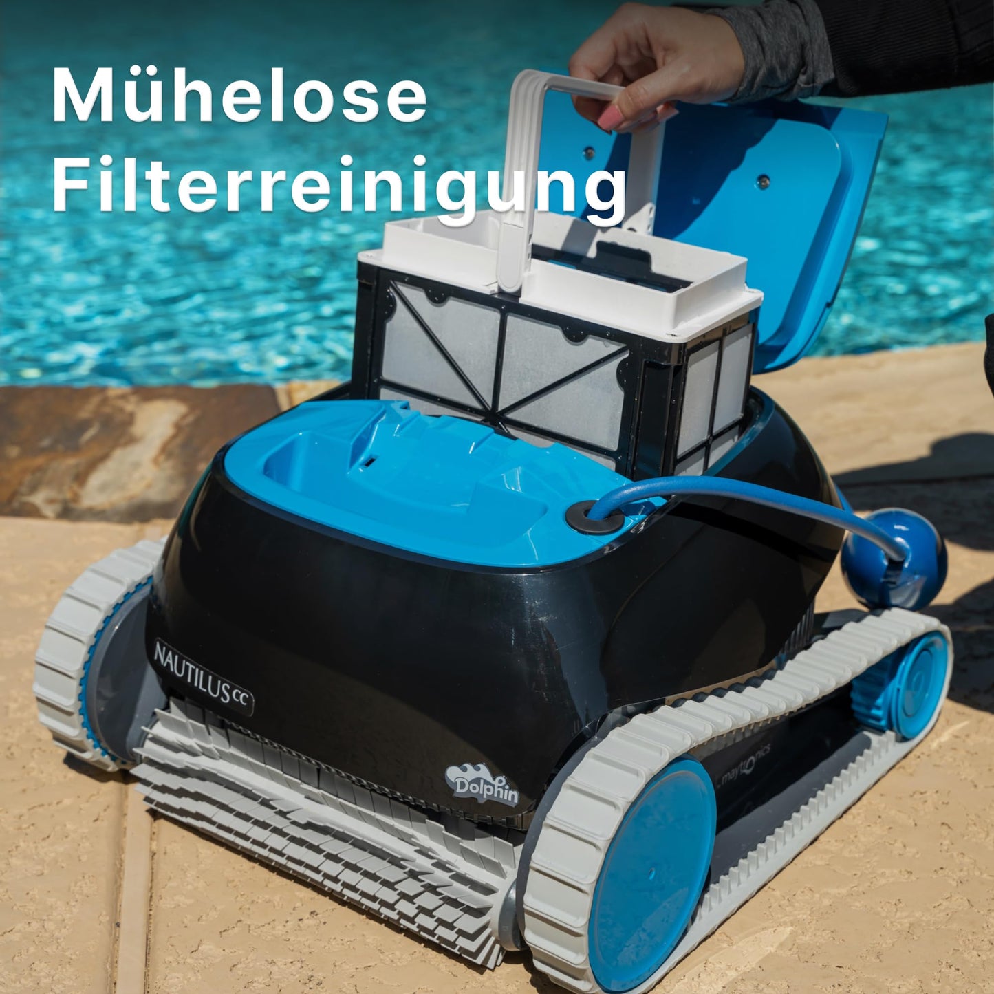 Dolphin Nautilus CC Poolroboter mit Kabel - Boden/Wandreinigung, Energieeinsparung, für eingelassene Pools bis 10m, automatische Wasserpflege