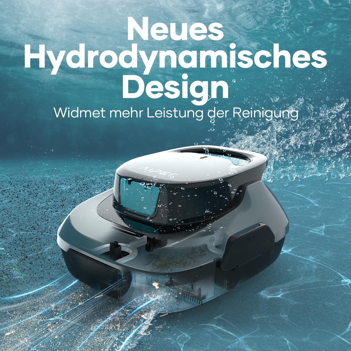 AIPER Poolroboter kabellos - 90 Min. Akku-Reinigungszeit, automatische Reinigung mit Selbsteinparkfunktion, kompakt & leicht, für flachen Boden
