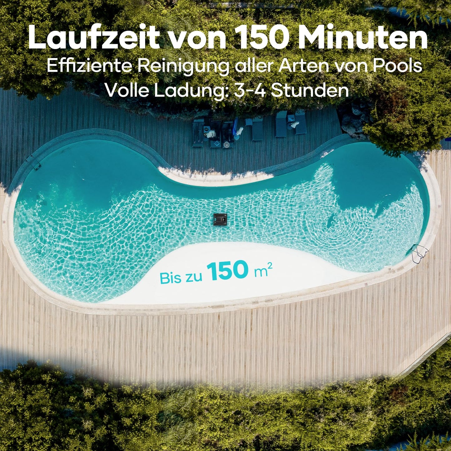 AIPER Scuba S1 - Poolroboter Boden/Wand kabellos, Wandklettern, intelligente Navigation 2.0, 150 Min. Akku, für Einbaupools bis 150m²