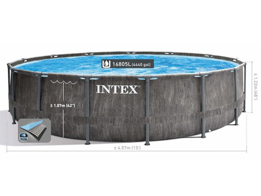 Intex 15FT X 48IN GREYWOOD Prism Frame Premium Pool Set