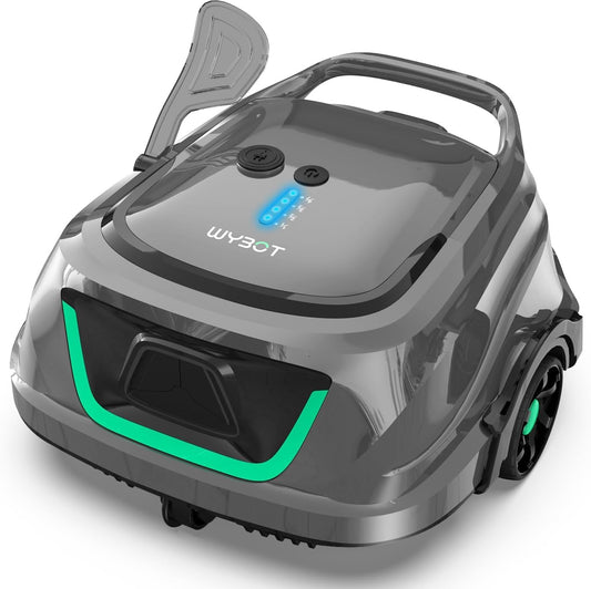 WYBOT A1 Poolroboter 2025 Upgrade - 120 Min. Laufzeit, kabellos mit Doppelfilter & Akku, für Aufstellpool bis 100m² (Hellgrau Grün)
