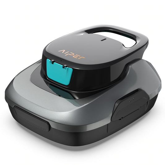 AIPER Poolroboter kabellos - 90 Min. Akku-Reinigungszeit, automatische Reinigung mit Selbsteinparkfunktion, kompakt & leicht, für flachen Boden