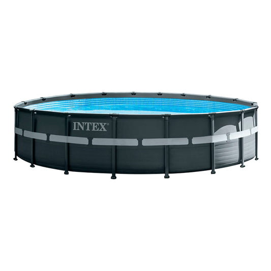 Intex Ultra Rondo XTR Frame Pool Set Ø 549 x 132 cm - Sandfilteranlage, Abdeckplane, Bodenschutzplane, Sicherheitsleiter, GS, Blau