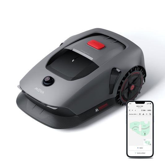 MOVA 1000 - Mähroboter ohne Begrenzungskabel, 3D-LiDAR kabellose Einrichtung bis 1.000m², smarte Hindernisvermeidung, verbesserte Geländeräder