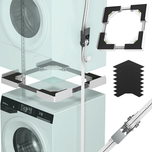 JHCHU Universal-Stapelset für Waschmaschine und Trockner – Verstellbarer Zwischenbaurahmen 45–68 cm, Ideal für Waschmaschinen-Trockner-Verbindung
