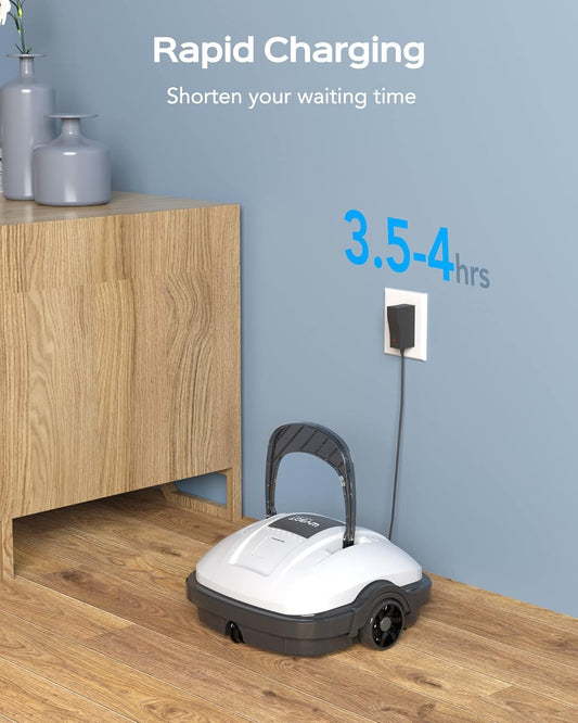 WYBOT Poolroboter kabellos - 100 Min. Dual-Antriebsmotoren, automatisches Parken, Robotersauger für Aufstellpools bis 80m², Weiß