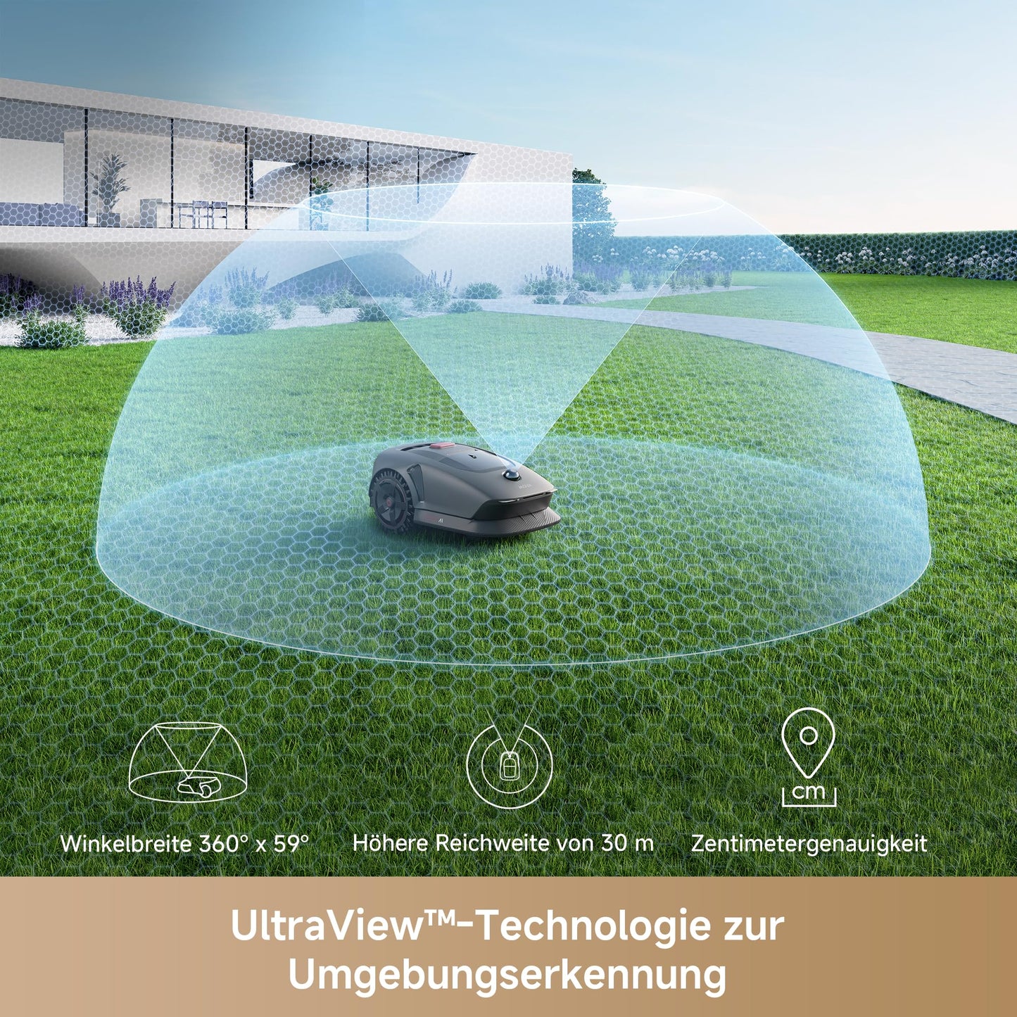 MOVA 1000 - Mähroboter ohne Begrenzungskabel, 3D-LiDAR kabellose Einrichtung bis 1.000m², smarte Hindernisvermeidung, verbesserte Geländeräder
